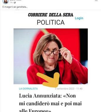 Annunziata si candida alle Europee, Laura Tecce la prende in giro: “E invece…”