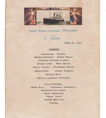 Menu storici in mostra, da quello del Titanic all’incoronazione dell’ultimo Zar