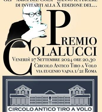 Premio ‘Giuseppe Colalucci’, la cerimonia il 27 settembre a Roma