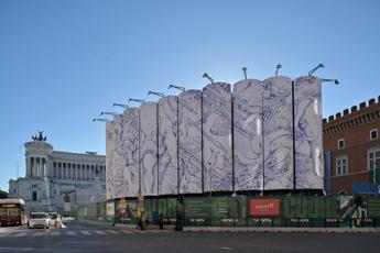 Roma, silos cantiere piazza Venezia Metro C diventano ‘tele’ d’arte contemporanea