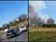 Roma vasto incendio a Piana del Sole fiamme verso laeroporto di Fiumicino