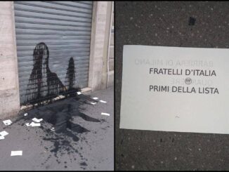 Torino picconate contro la sede Fratelli dItalia olio esausto e volantini minatori Foto